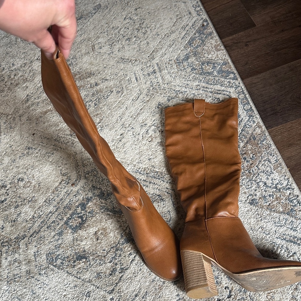 Brown Leather Knee-High Boots
